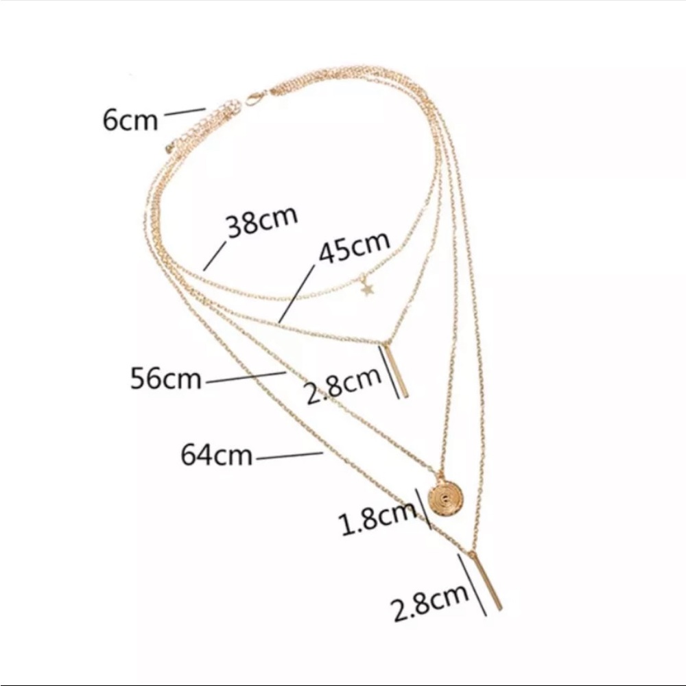 New Vintage Boho Multilayer Pendant for Women Gold Star Coin Metal Necklace - Picture 3 of 6